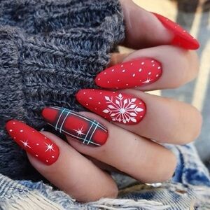 Red Holiday Press On Nails